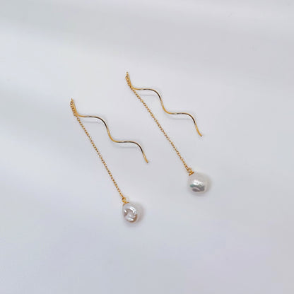 Gold Vermeil Baroque Pearl Drop Earrings