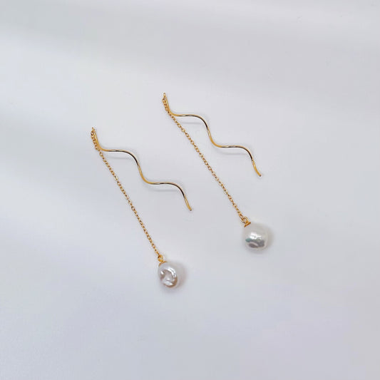 Gold Vermeil Baroque Pearl Drop Earrings