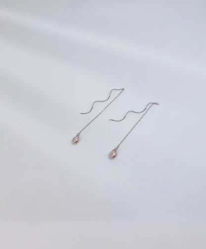 Light Pink Pearl Earrings in Sterling Silver