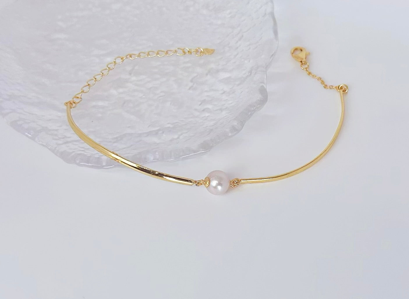 Gold Vermeil Pearl Arc Bangle